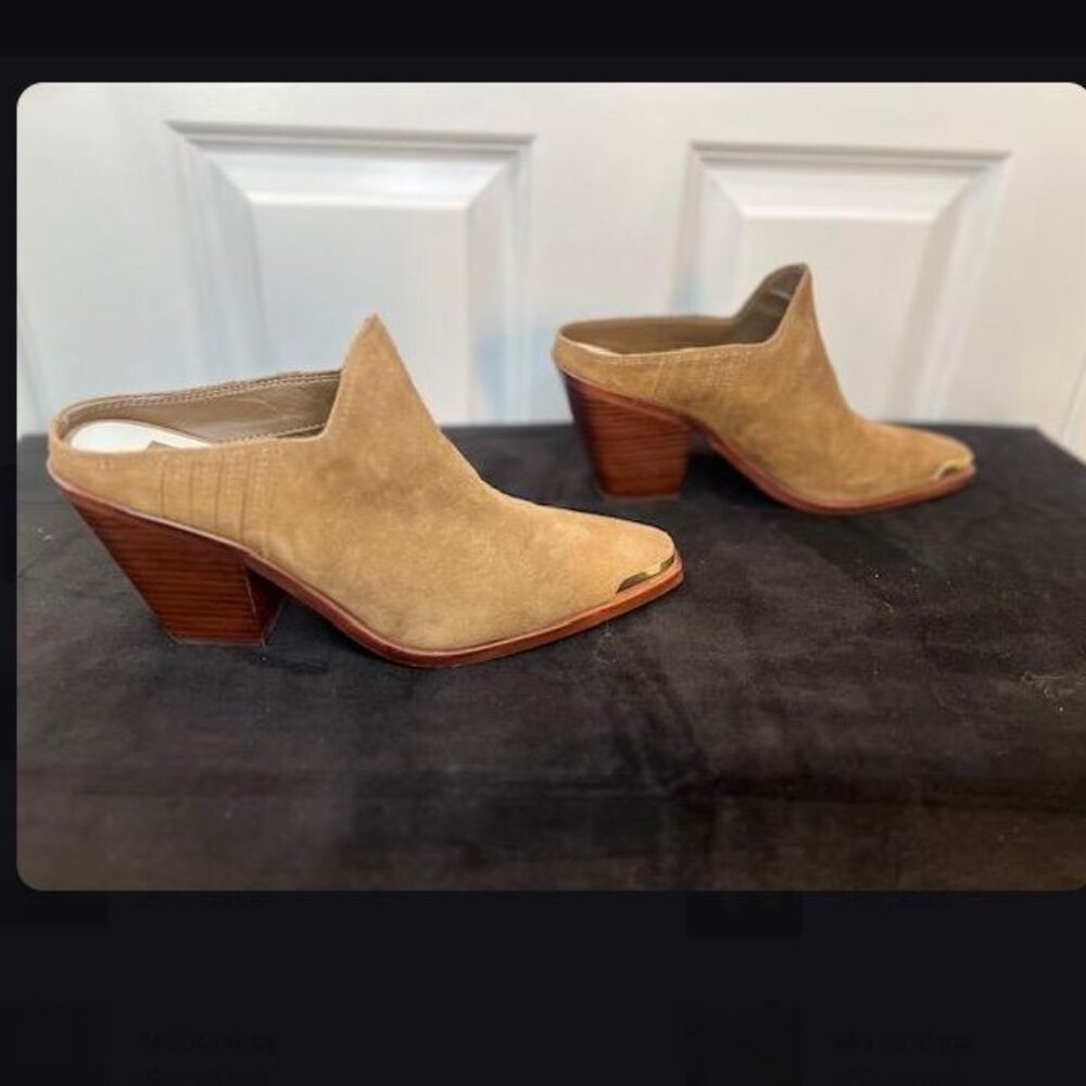 Dolce Vita Western Suede Heeled Mules in Brown from Anthropologie - Size 9 - NWT - Picture 9 of 13